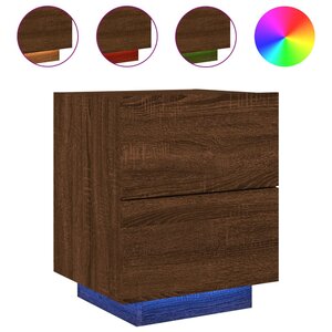vidaXL Armoire de chevet et lumières LED chêne marron bois ingénierie