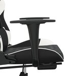 vidaXL Chaise de jeu avec repose-pied Noir et blanc Similicuir