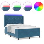vidaXL Lit à Ressorts avec Matelas LED Bleu 140 x 190 cm Velours