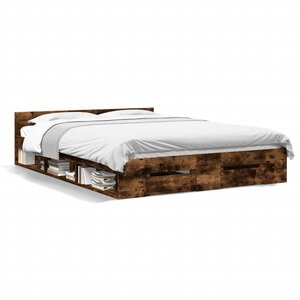 vidaXL Cadre de lit avec tiroirs sans matelas chêne fumé 120x190 cm