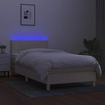 vidaXL Sommier à lattes de lit avec matelas LED Crème 100x200 cm Tissu