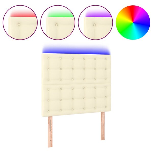 vidaXL Tête de lit à LED Crème 90x5x118/128 cm Similicuir