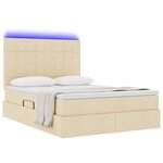 vidaXL Lit avec rangement et LED Crème 140 x 190 cm Polyester