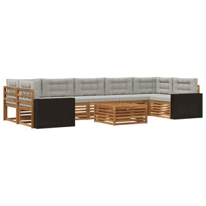 vidaXL Ensemble de canapés d'extérieur 8 pc Naturel et gris clair