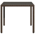 vidaXL Table de jardin avec dessus en verre marron résine tressée