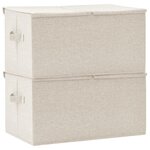 vidaXL Boîtes de rangement 2 Pièces Tissu 50x30x25 cm Crème
