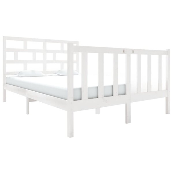 vidaXL Cadre de lit sans matelas blanc bois de pin massif