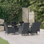 vidaXL Ensemble à manger de jardin 7 Pièces Gris foncé Résine tressée