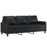 vidaXL Ensemble de canapés 3 Pièces avec coussins Noir Similicuir