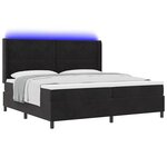 vidaXL Lit à ressorts avec matelas avec LED Noir 200 x 200 cm Velours