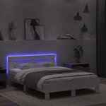 vidaXL Cadre de lit avec LED Blanc 137 x 190 cm Bois d'ingénierie