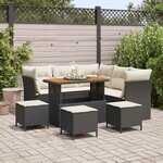 vidaXL Ensemble de canapé de jardin avec coussin 9 Pièces Noir et crème
