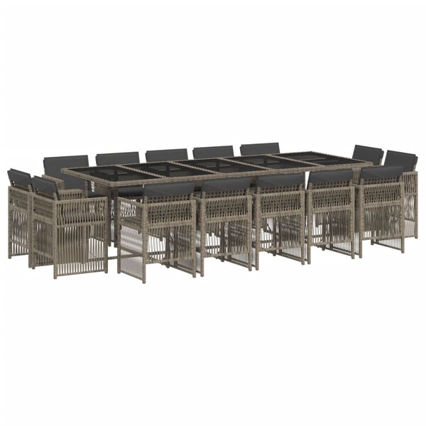 vidaXL Ensemble à manger de jardin 15 Pièces coussins gris résine tressée