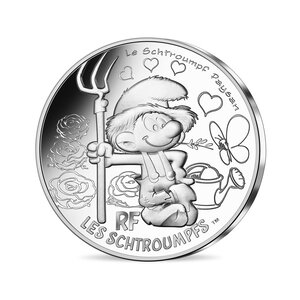 Monnaie de 10 euro argent schtroumpf paysan