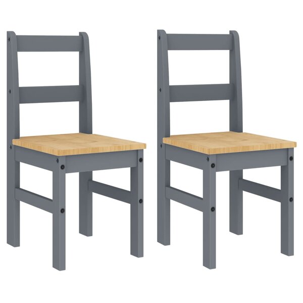 vidaXL Chaises à manger lot de 2 Panama gris bois massif de pin
