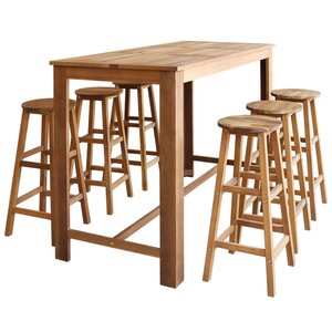 vidaXL Table et tabourets de bar 7 Pièces Bois d'acacia massif