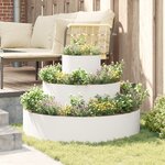 vidaXL Grand pot en métal Acier/Blanc Acier revêtu de poudre Grand