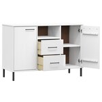 vidaXL Buffet avec pieds en métal Blanc 113x40x77 cm Bois massif OSLO