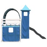 vidaXL Lit superposé avec toboggan et rideaux bleu 90x190 cm