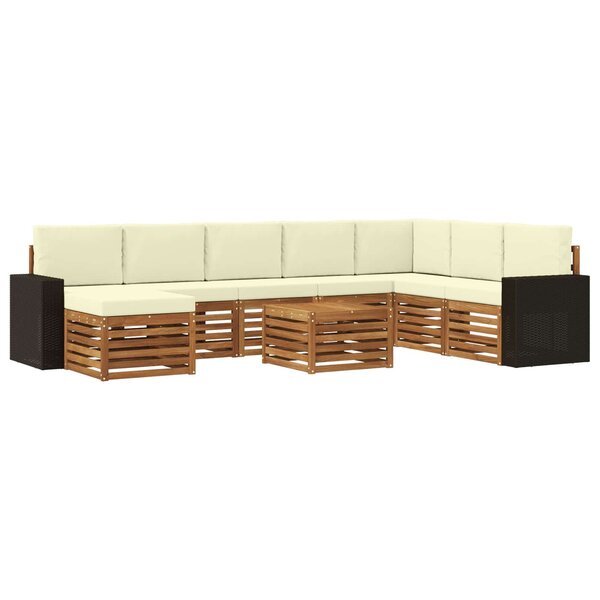 vidaXL Ensemble de canapés d'extérieur 9 pc Naturel et Crème