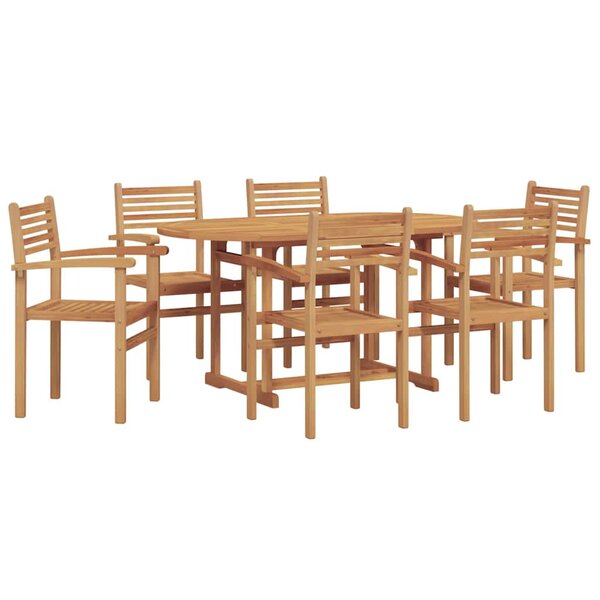 vidaXL Ensemble de salle à manger pour jardin 7 Pièces Marron