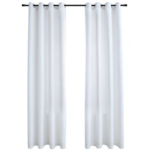 vidaXL Rideau occultant et anneaux en métal 2Pièces Blanc cassé 140x245cm