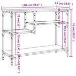 vidaXL Table console avec étagères chêne fumé 100x35x75 cm