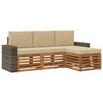 vidaXL Ensemble de canapés d'extérieur 4 Pièces Naturel et Beige