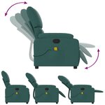 vidaXL Fauteuil inclinable de massage vert foncé tissu