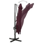 vidaXL Parasol déporté avec mât et lumières LED Rouge bordeaux 300 cm