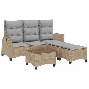 vidaXL Salon de jardin avec coussins forme de L 3 Pièces beige polyrotin