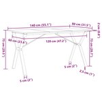 vidaXL Table à manger cadre en Y 140x80x75 cm bois de pin massif acier