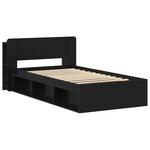 vidaXL Cadre de lit avec rangement Noir 90 x 200 cm Bois d'ingénierie