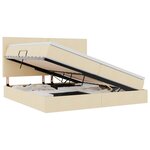 vidaXL Lit de rangement LED avec matelas Crème 200 x 200 cm Tissu