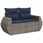 vidaXL Salon de jardin 5 Pièces avec coussins gris résine tressée