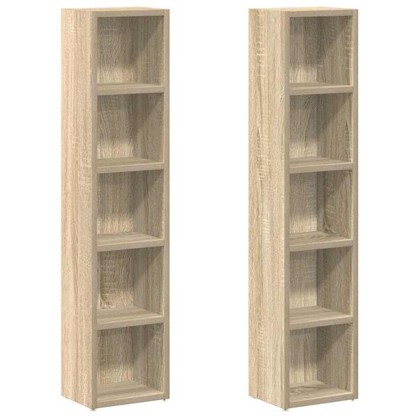 vidaXL Armoires à CD 2 Pièces Chêne sonoma 21x16x93 5 cm Aggloméré