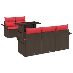 vidaXL Ensemble de canapé de jardin 6 Pièces Marron polyrotin
