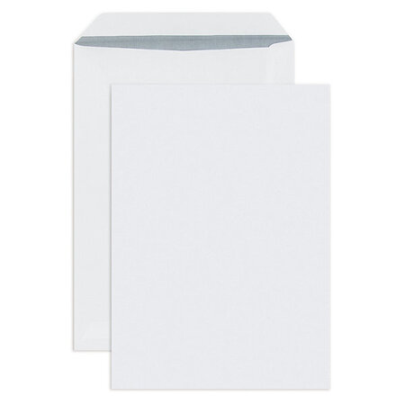 Lot de 250: pochette papier vélin blanc autocollante sans fenêtre 260x330 mm