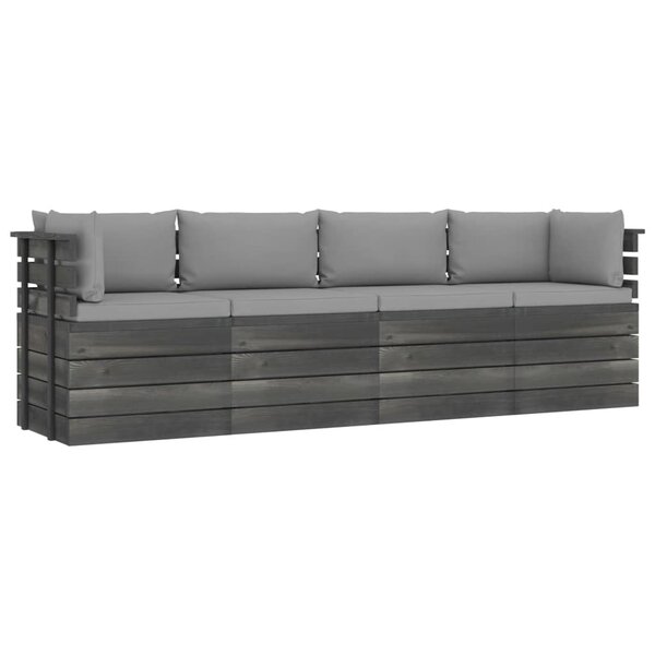 vidaXL Canapé palette de jardin 4 places avec coussins Bois de pin