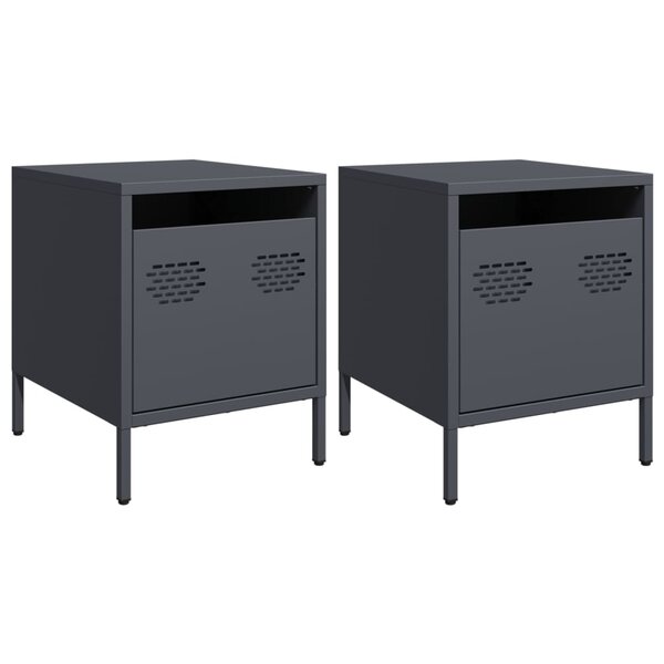 vidaXL Tables de chevet 2 Pièces anthracite 35x39x43 5 cm acier