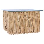 vidaXL Table basse avec dessus en verre 66x66x40cm Bois de teck massif