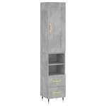 vidaXL Buffet haut Gris béton 34 5x34x180 cm Bois d'ingénierie