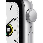 Apple Watch SE GPS, 40mm Boîtier en Aluminium Argent avec Bracelet Sport Blanc