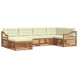 vidaXL Ensemble de canapés d'extérieur 6 pc Naturel et Crème