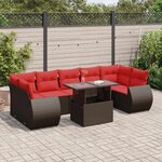 vidaXL Salon de jardin 8Pièces avec coussins marron résine tressée acacia
