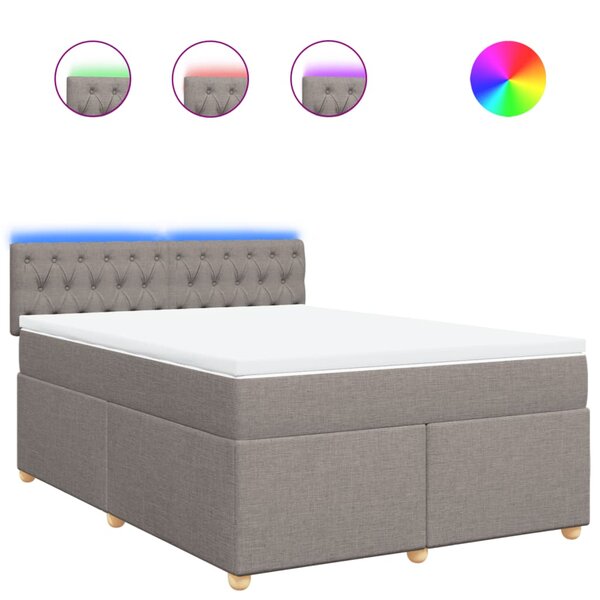 vidaXL Sommier à lattes de lit avec matelas Taupe 140x200 cm Tissu