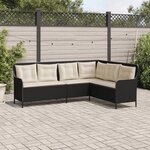 vidaXL Canapé de jardin et coussins en forme de L noir résine tressée