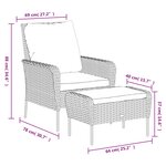 vidaXL Chaise de jardin avec tabouret gris résine tressée