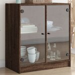 vidaXL Armoire latérale avec portes en verre chêne marron 68x37x75 5cm