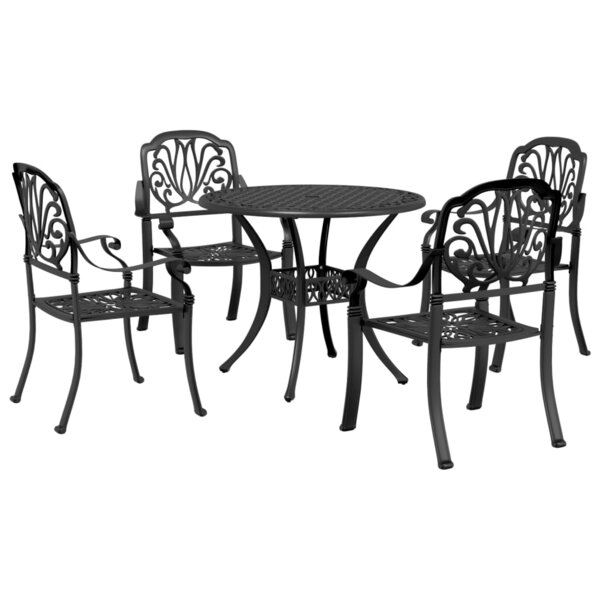 vidaXL Ensemble à manger de jardin 5 Pièces noir aluminium coulé